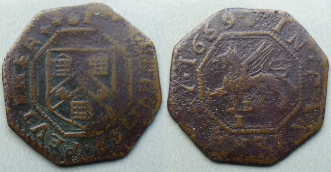 Canterbury, Thomas Hutten 1669 octagonal penny